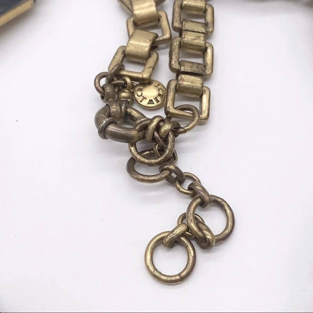 J. Crew Blue Crystal Black Resin Gold Necklace